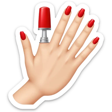 Create an emoji of a hand applying nail polish sticker