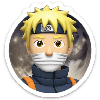 Naruto qui fume un bédo sur la Lune en compagnie de son maître sticker