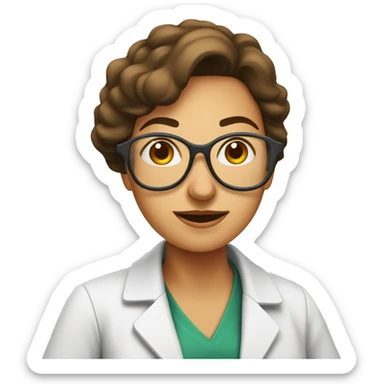 woman scientist with a beaker sticker