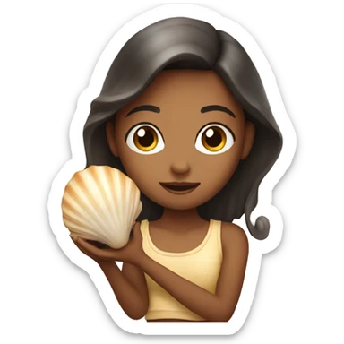 Girl holding a seashell sticker