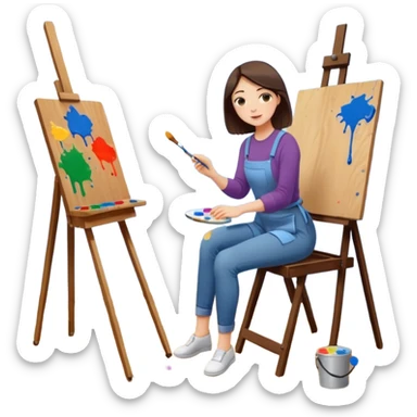 cozy art studio sticker