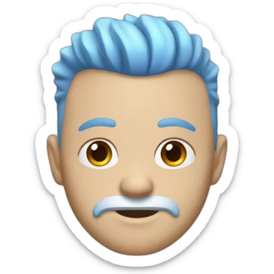 White Man with a short brown beard and a blue Mohawk sticker