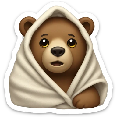 A bear wrapped in a blanket sticker