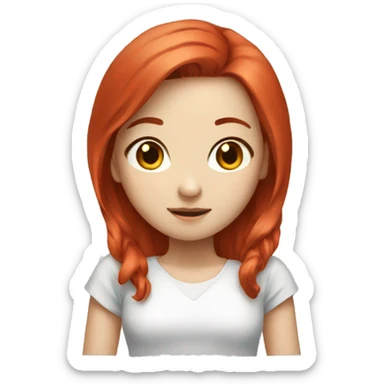 girl with red hair and white skin asian sticker