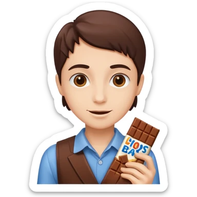 a chocolate bar being sold by a human sticker