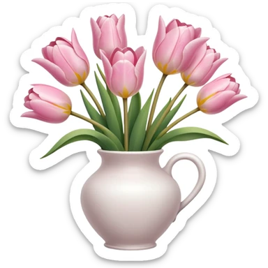 Light pink tulips in white vase sticker