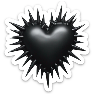 Black heart with metal spikes sticker