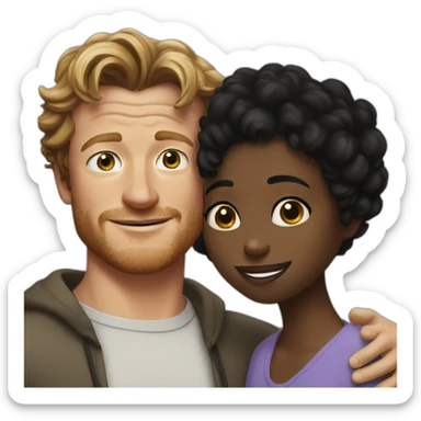 Simon baker hug a black girl brown eyes and short black hair sticker
