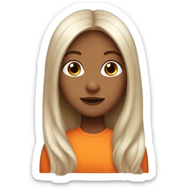 orange girl with long brown hair sticker