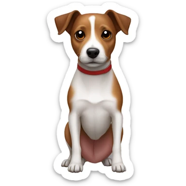 Brown Jack Russell Crossed With a staffy with a red colour and white belly sticker