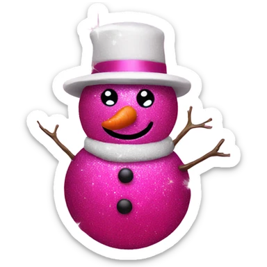 Hot pink snowman with glitter  sticker