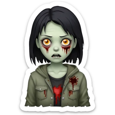 girl zombie with black hair sticker