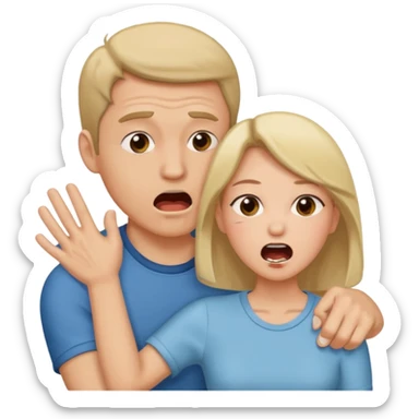 can you genaret for me a sticker including a guy and a girl she is slapping him on his mouth and telling him (bil kaf 3ala bozak) sticker