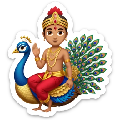 lord murugan with peacock sticker