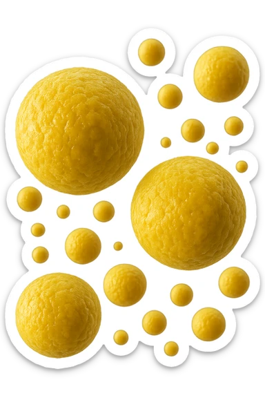 cellule di grasso gialle (adipociti) fluttuano in aria, iperrealistiche 4k sticker