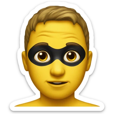 yellow emoji with black face paint under eyes sticker