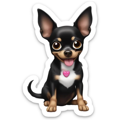 Black chihuahua with Minnie Mouse ears sticker