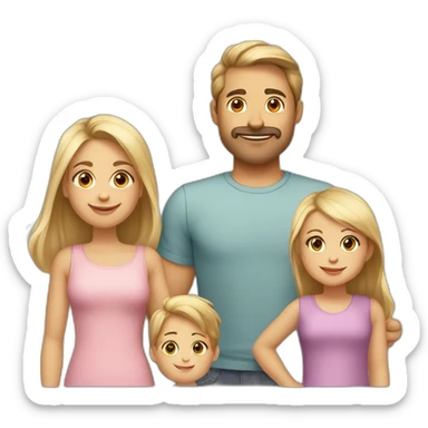 Family of 5 blonde mom brown hair dad 8year old blonde girl, 4year old light brown hair boy and 1.5 year old light brown hair girl sticker