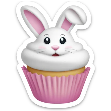 Easter white light pink cupcake bunny  sticker