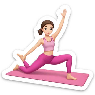 Uma menina fazendo yoga com o tapete de yoga rosa e roupa dela rosa sticker