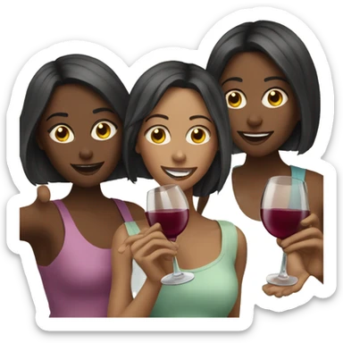 three Girls drinking wine sticker
