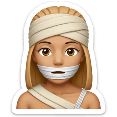 The mummy girl with her mouth closed sticker