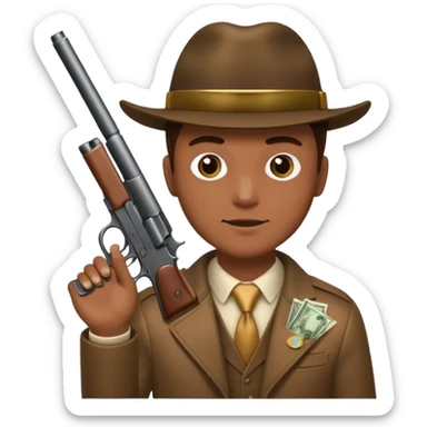 Mafia holding gun and money sticker