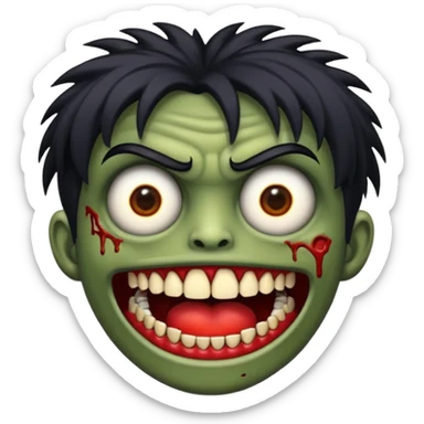 me faça o emoji de uma zumbi estilio IOS so que com o cabelo curto e preto de franja sticker