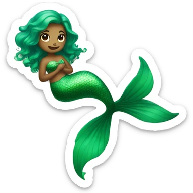 little green mermaid with tail  sticker