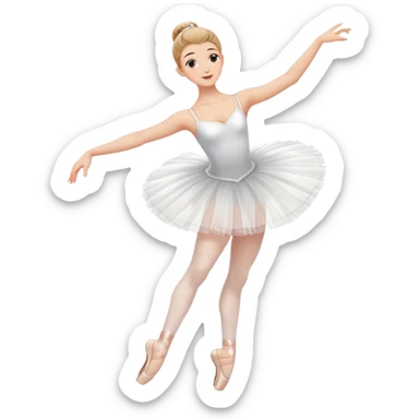 elegant ballerina in a white tutu doing a grand jeté leap sticker
