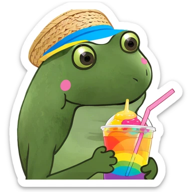 Rainbow boba tea sticker