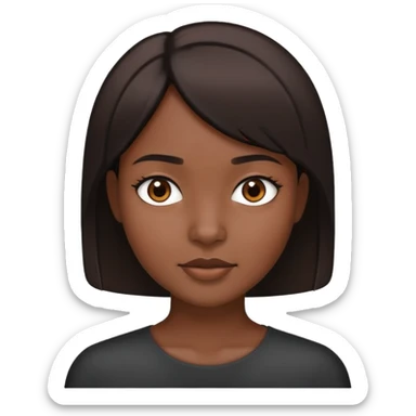 Young Dark brown woman with short straight hair and skinny make her skin darker  sticker