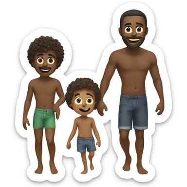 3 boys and their dad on the beach  sticker