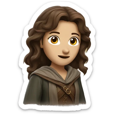 female character with brown hair in Lord of the rings style sticker