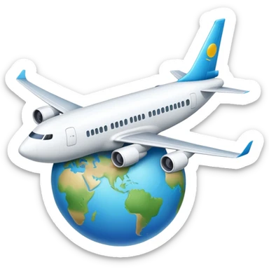 a plane flying around the world sticker