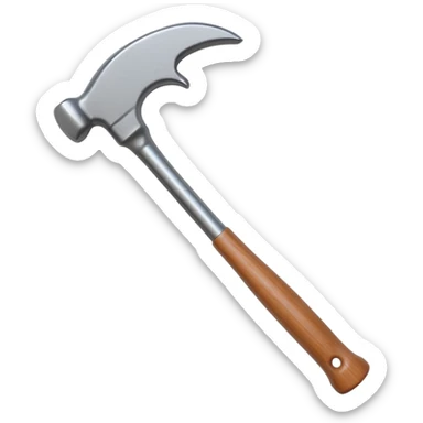 Generate a highly detailed, realistic 3D icon of a standard claw hammer in the minimalist Apple app icon style, like those seen in iOS or macOS apps—clean, elegant, with subtle depth, smooth curves, and professional rendering sticker