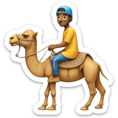 person on camel on surfboard  sticker