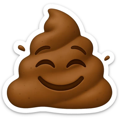 Create a mud smile emoji in the style of iPhone (Apple) emojis, cartoonish, brown mud with a closed smile and unique mud shape. No background. sticker