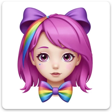 Purple Loli girl with pink hair and a rainbow bow sticker