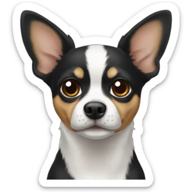 Chiwawa mix black body and a little white one ear down sticker