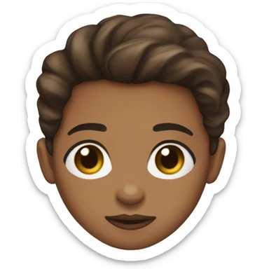 brunette light skin hazel eyes big lips arched eyebrows long dark brown hair sticker