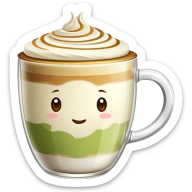 pistachio latte with latte art sticker