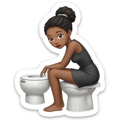 Black girl puking in the toulet sticker