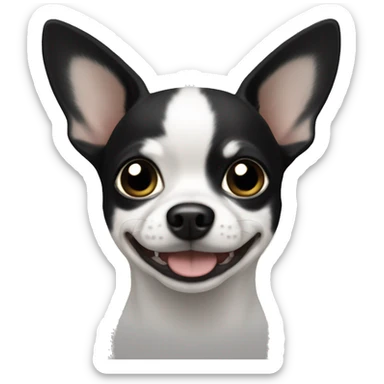 white a black chihuahua with black ears sticker