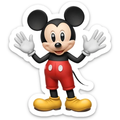 Mickey de cuerpo completo saludando con la mano  sticker