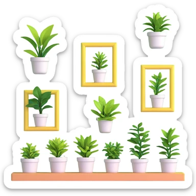 green bedroom plants with frames sticker