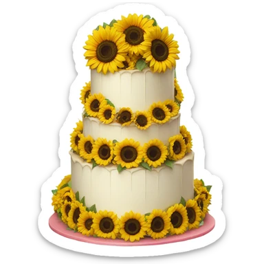 a wedding cake that is half filled with sunflowers and half filled with roses  sticker
