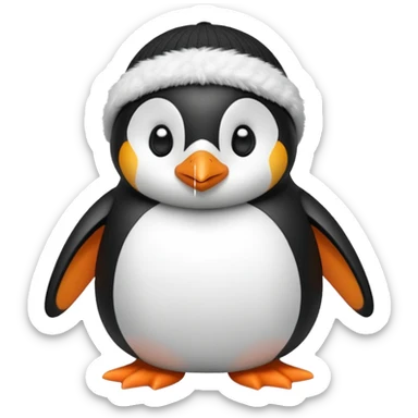 Penguin with a beanie  sticker