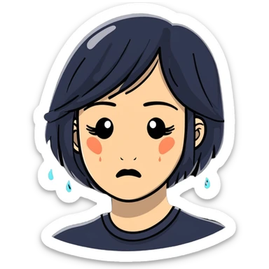 Sad woman crying with tears sticker