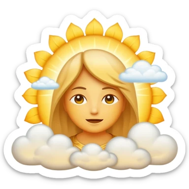 "Create a warm emoji representing morning spiritual awakening. Golden sunrise rays, soft light beams, peaceful clouds, or spiritual symbols like crosses, crescents, or light. No human figures - focus on light, warmth, and divine energy." sticker